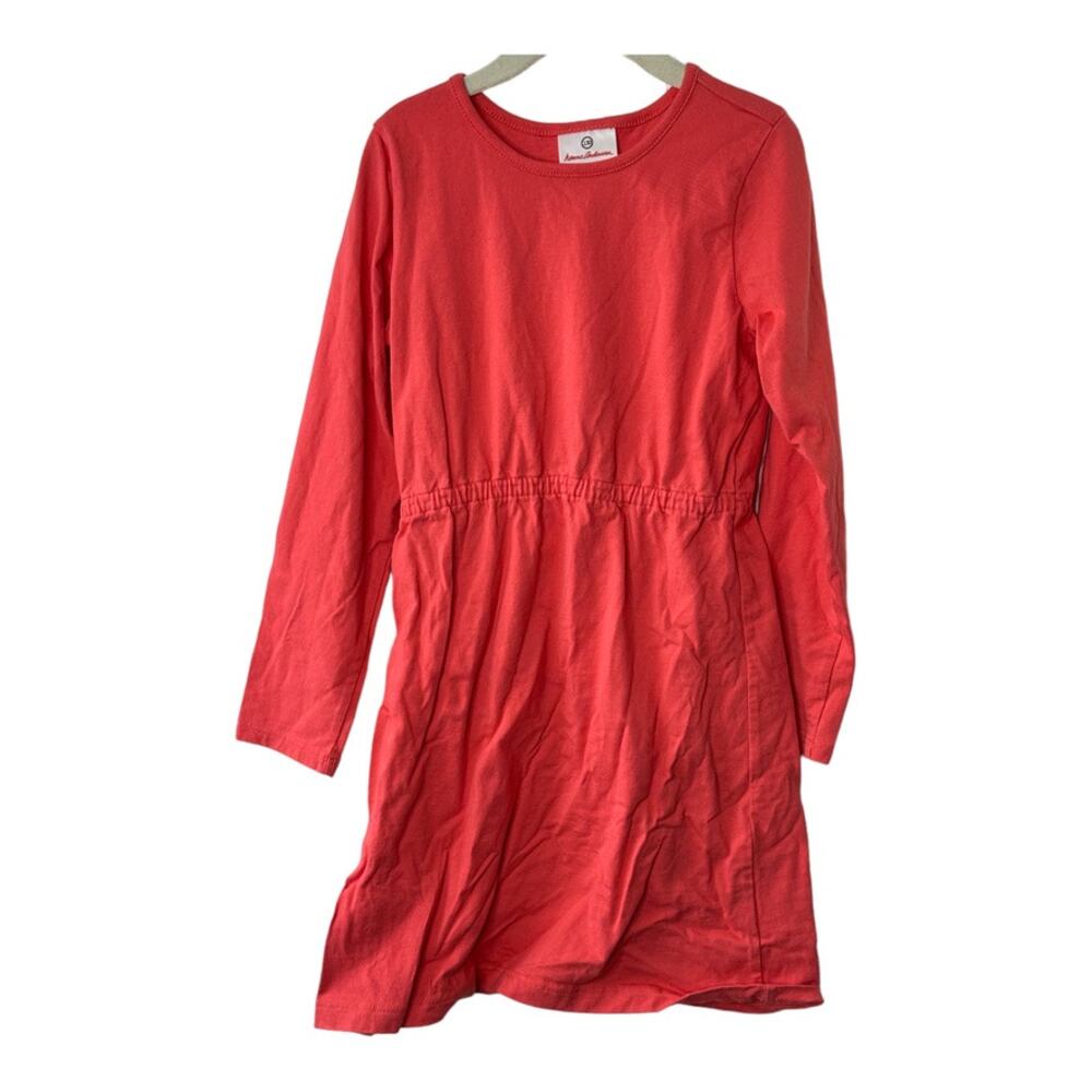 Hanna Andersson Coral Long Sleeve Cinched Waist Dress Girl's 130 US 8 NEW